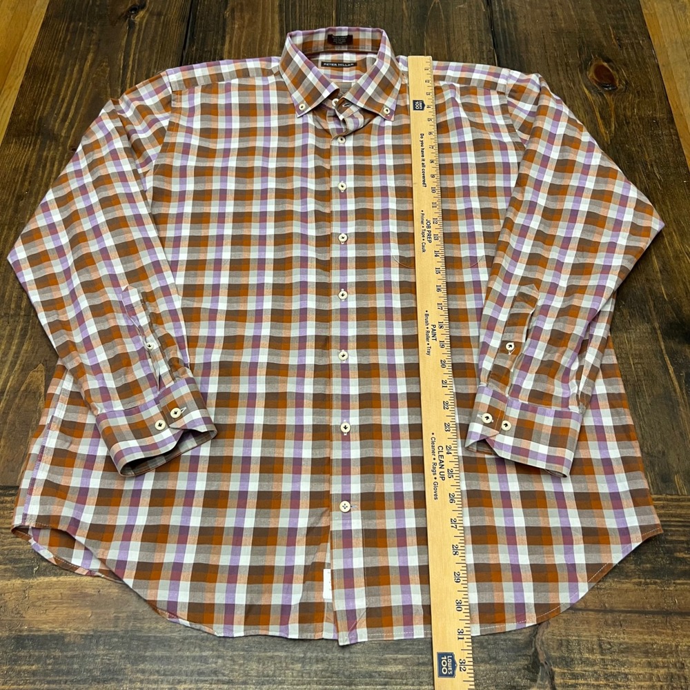 Peter Millar Mens Extra Large Plaid Button Down Shirt 100 Percent Cotton - Picture 3 of 5
